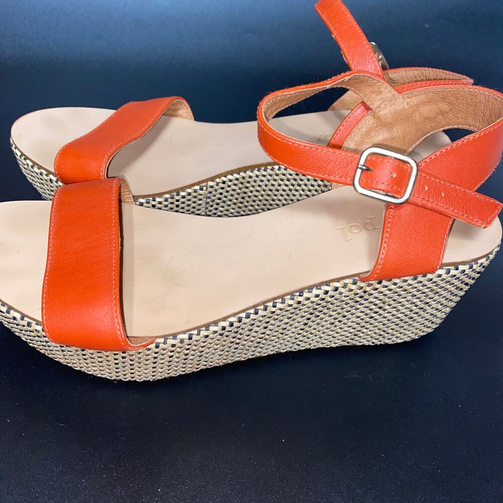 Maypol Brown Leather Woven Wedge Heels Platform Sandals Women's Size 38 US 7.5 - Picture 5 of 9